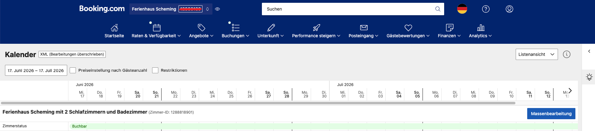 Booking.com Partner werden – Übersichtliches Extranet-Dashboard für Ferienhaus-Vermieter