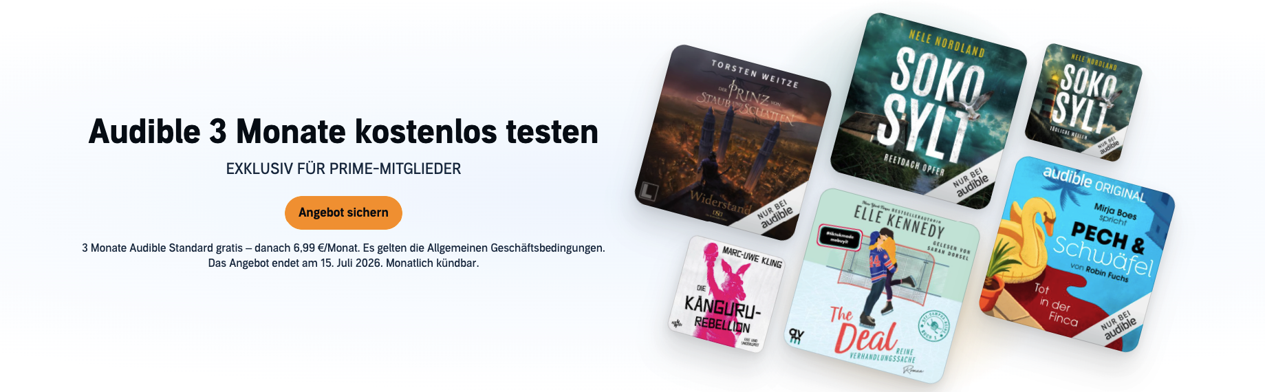 Amazon Audible – 3 Monate kostenlos testen, exklusiv für Prime-Mitglieder